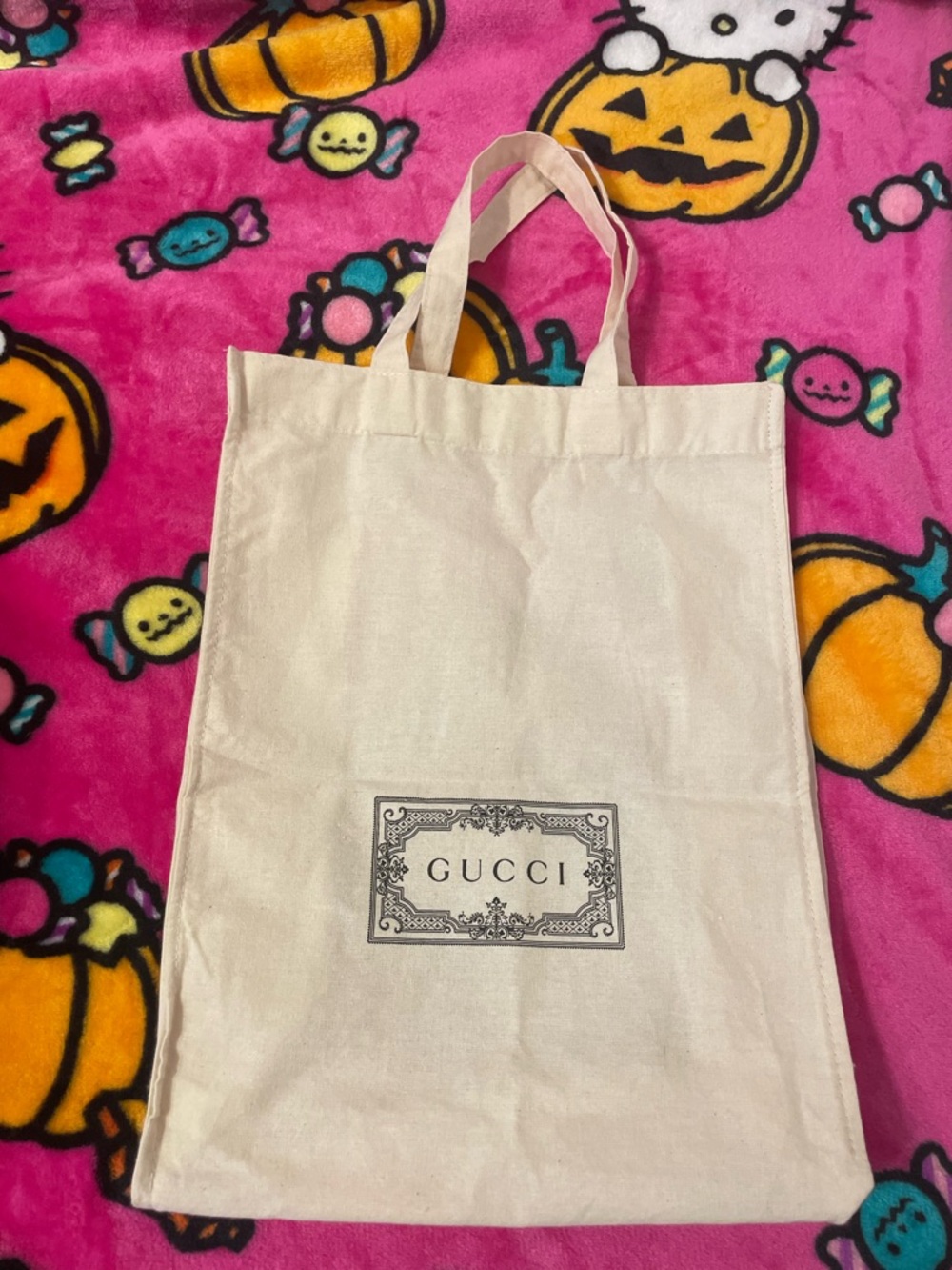 Gucci Beige Canvas Dust Bag with Black Logo
